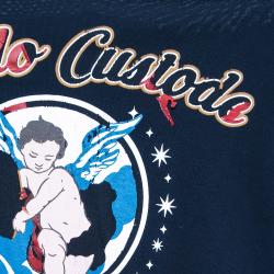Pre Owned Dolce & Gabbana Navy Blue Angel Printed Cotton Crew Neck T-Shirt M