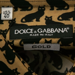 Pre Owned Dolce & Gabbana Beige Cat Print Cotton Shirt M 