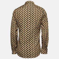 Pre Owned Dolce & Gabbana Beige Cat Print Cotton Shirt M 
