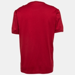 Pre Owned Dolce & Gabbana Red Logo Printed Cotton Short Sleeve T-Shirt L
