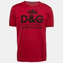 Dolce & Gabbana Red Logo Printed Cotton Short Sleeve T-Shirt L Dolce &  Gabbana | TLC