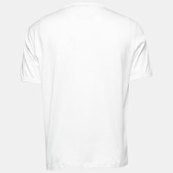 Pre Owned Dolce & Gabbana White Jersey Plaque Detail Crew Neck T-Shirt XL
