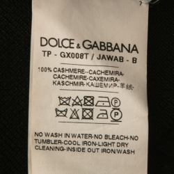 مملوكة مسبقًا Dolce & Gabbana Black Cashmere Logo Embroidered V-Neck Sweater S
