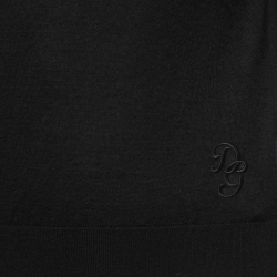 مملوكة مسبقًا Dolce & Gabbana Black Cashmere Logo Embroidered V-Neck Sweater S