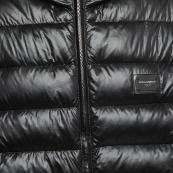 Pre Owned Dolce & Gabbana Black Down Synthetic Hooded Puffer Jacket XL