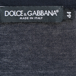 مملوكة مسبقًا Dolce & Gabbana Navy Blue Cotton V-Neck T-Shirt XS