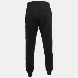 Pre Owned Dolce & Gabbana  Black Cotton Side Velvet Trim Detail Joggers L