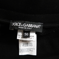 Pre Owned Dolce & Gabbana  Black Cotton Side Velvet Trim Detail Joggers L