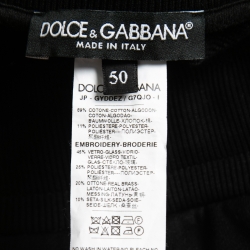 Pre Owned Dolce & Gabbana  Black Cotton Side Velvet Trim Detail Joggers L