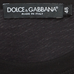Pre Owned Dolce & Gabbana Black 1 Printed Cotton Knit Crew Neck T-Shirt M
