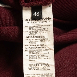 Pre Owned Dolce & Gabbana Burgundy Logo Applique Cotton Short Sleeve Hoodie M