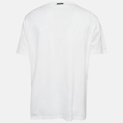 Pre Owned Dolce & Gabbana White Crown Embroidered Cotton Crew Neck T-shirt L