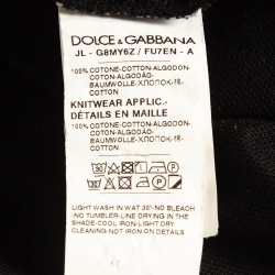 Pre Owned Dolce & Gabbana Black Leopard Print Collar Cotton Polo T-Shirt 5XL