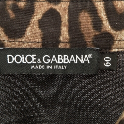 Pre Owned Dolce & Gabbana Black Leopard Print Collar Cotton Polo T-Shirt 5XL