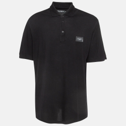 Pre Owned Dolce & Gabbana Black Cotton Pique Polo T-Shirt 5XL