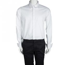 Pre Owned Dolce and Gabbana Gold White Cotton Button Front Long Sleeve Shirt XXL