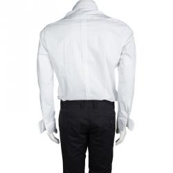 Pre Owned Dolce and Gabbana Gold White Cotton Button Front Long Sleeve Shirt XXL