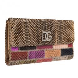 Pre Owned Dolce and Gabbana Multicolor Python Flap Wallet