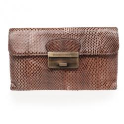 Pre Owned Dolce and Gabbana Brown Python Pochette