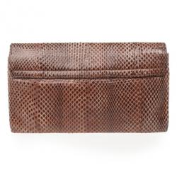 Pre Owned Dolce and Gabbana Brown Python Pochette