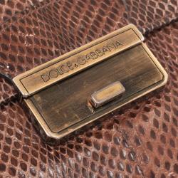 Pre Owned Dolce and Gabbana Brown Python Pochette