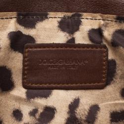 Pre Owned Dolce and Gabbana Brown Python Pochette
