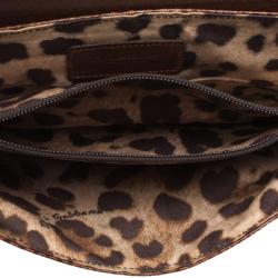 Pre Owned Dolce and Gabbana Brown Python Pochette