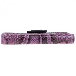 Pre Owned Dolce and Gabbana Pink Python Continental Wallet