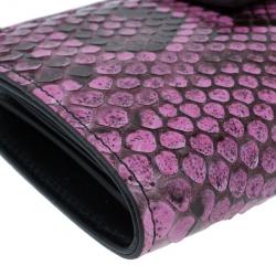 Pre Owned Dolce and Gabbana Pink Python Continental Wallet