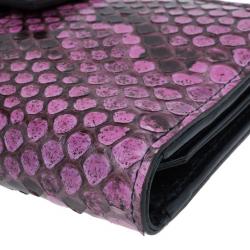 Pre Owned Dolce and Gabbana Pink Python Continental Wallet