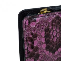 Pre Owned Dolce and Gabbana Pink Python Continental Wallet