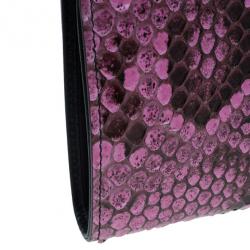 Pre Owned Dolce and Gabbana Pink Python Continental Wallet