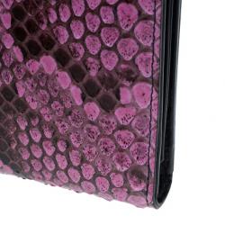 Pre Owned Dolce and Gabbana Pink Python Continental Wallet