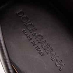 Pre Owned Dolce and Gabbana Black Leather Loafers Size 44