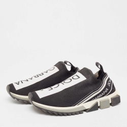 مملوكة مسبقًا Dolce & Gabbana Black Knit Fabric Slip On Sneakers Size 43