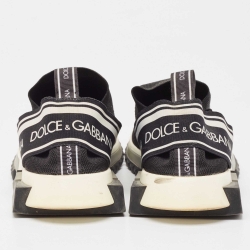 مملوكة مسبقًا Dolce & Gabbana Black Knit Fabric Slip On Sneakers Size 43