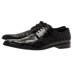مملوكة مسبقًا Dolce and Gabbana Black Patent Leather Pointed Toe Oxfords Size 39.5