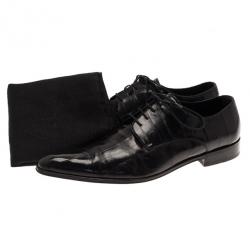 مملوكة مسبقًا Dolce and Gabbana Black Patent Leather Pointed Toe Oxfords Size 39.5