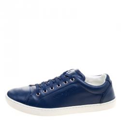Pre Owned Dolce And Gabanna Blue Leather Low Top Sneakers Size 40