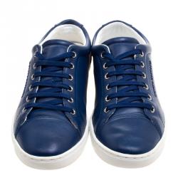 Pre Owned Dolce And Gabanna Blue Leather Low Top Sneakers Size 40