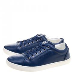 Pre Owned Dolce And Gabanna Blue Leather Low Top Sneakers Size 40