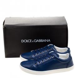 Pre Owned Dolce And Gabanna Blue Leather Low Top Sneakers Size 40