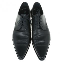 Pre Owned Dolce and Gabbana Black Embossed Leather Pointed Toe Oxfords Size 41