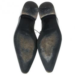 Pre Owned Dolce and Gabbana Black Embossed Leather Pointed Toe Oxfords Size 41