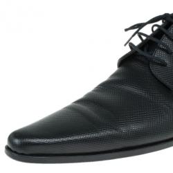 Pre Owned Dolce and Gabbana Black Embossed Leather Pointed Toe Oxfords Size 41