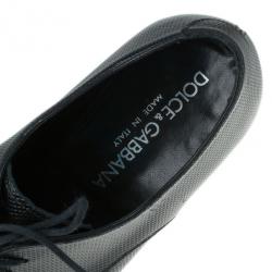 Pre Owned Dolce and Gabbana Black Embossed Leather Pointed Toe Oxfords Size 41