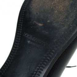 Pre Owned Dolce and Gabbana Black Embossed Leather Pointed Toe Oxfords Size 41