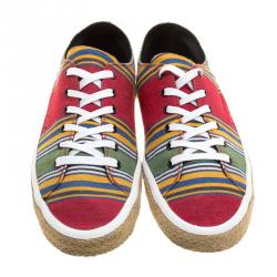 Pre Owned حذاء رياضي دولتشي أند غابانا كانفاس مخطط متعدد الألوان برباط مقاس 44