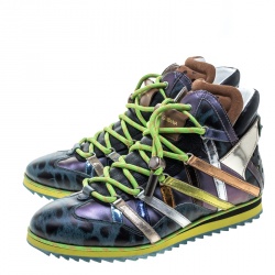 Pre Owned حذاء رياضي دولتشي اند غابانا حافة مرتفعة جلد متباين متعدد الألوان مقاس 41