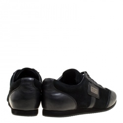 Dolce and Gabbana Black Suede and Leather Logo Plaque Sneakers Size 41